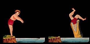 man diiving into crocodile