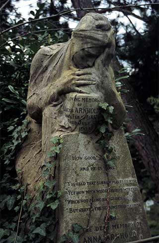 grieving woman with urn