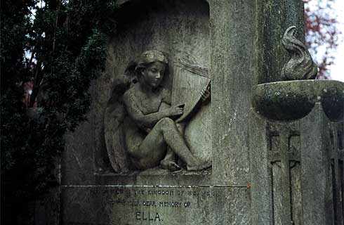 semi-relief angel with harp